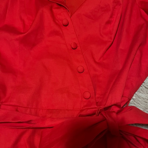 Gal Meets Glam Venetian Red Camille V-Neck Sash Waist Pants Jumpsuit 10 - Picture 6 of 11